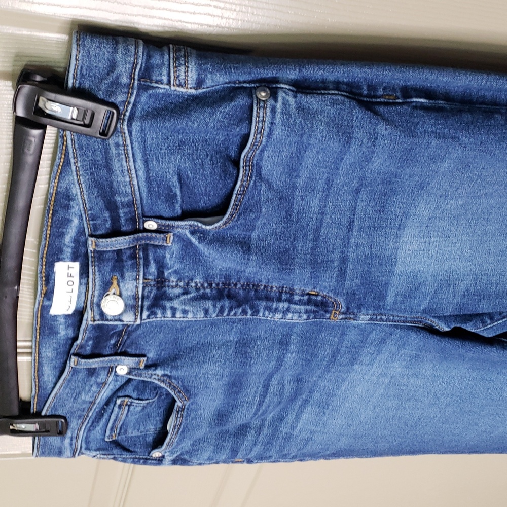 LOFT The Slim Flare Stretch High Rise Blue Jeans Size 12/31 - Picture 2 of 7